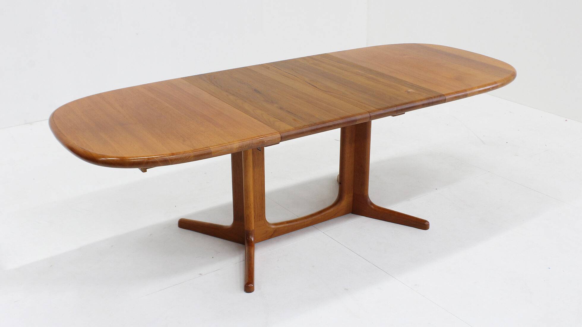 Vintage Glostrup Danish oval extendable dining table solid teak 1960s