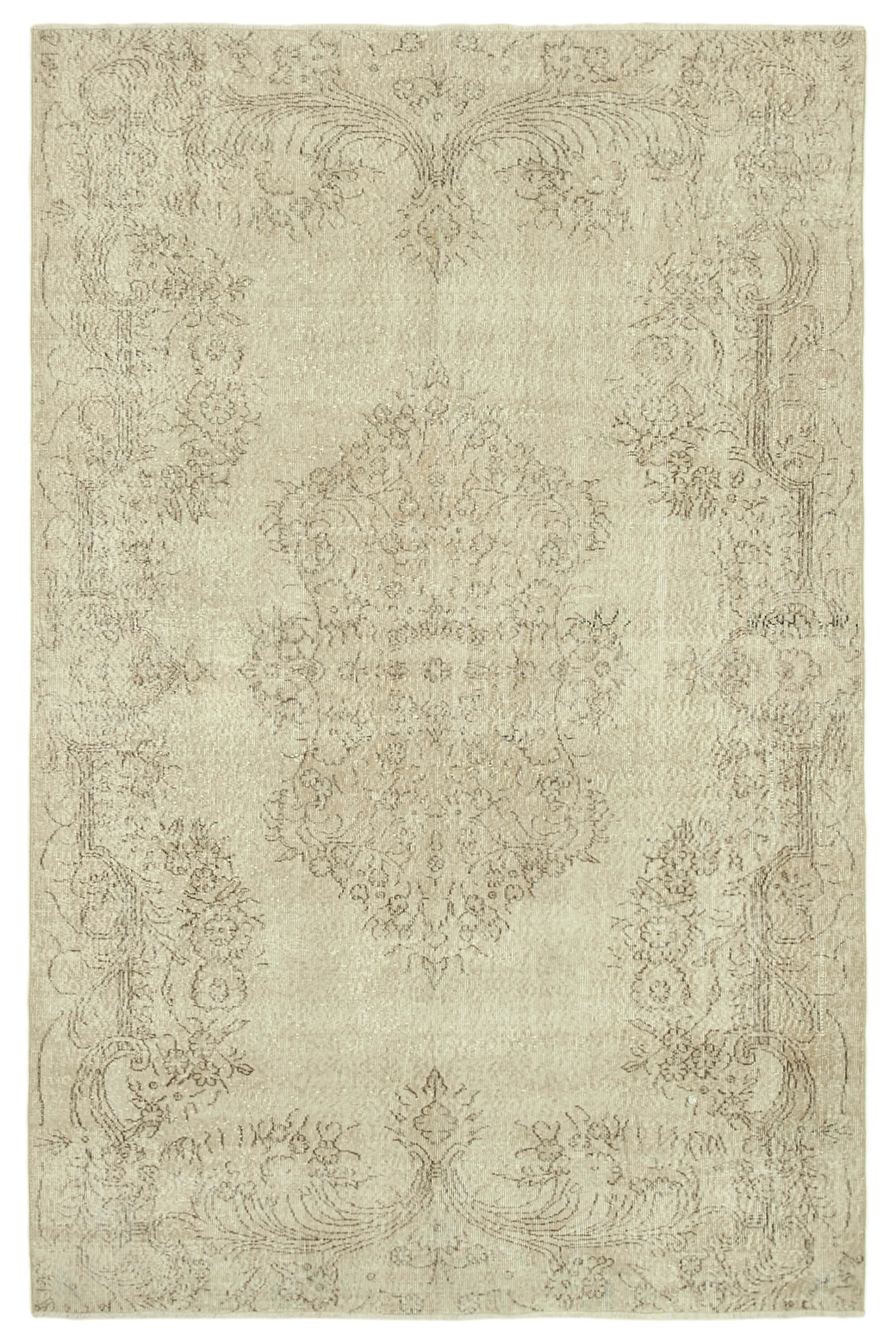 Hand-knotted rustic turkish beige rug 198 cm x 307 cm