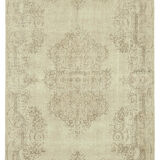 Tapis beige turc rustique noué à la main 198 cm x 307 cm