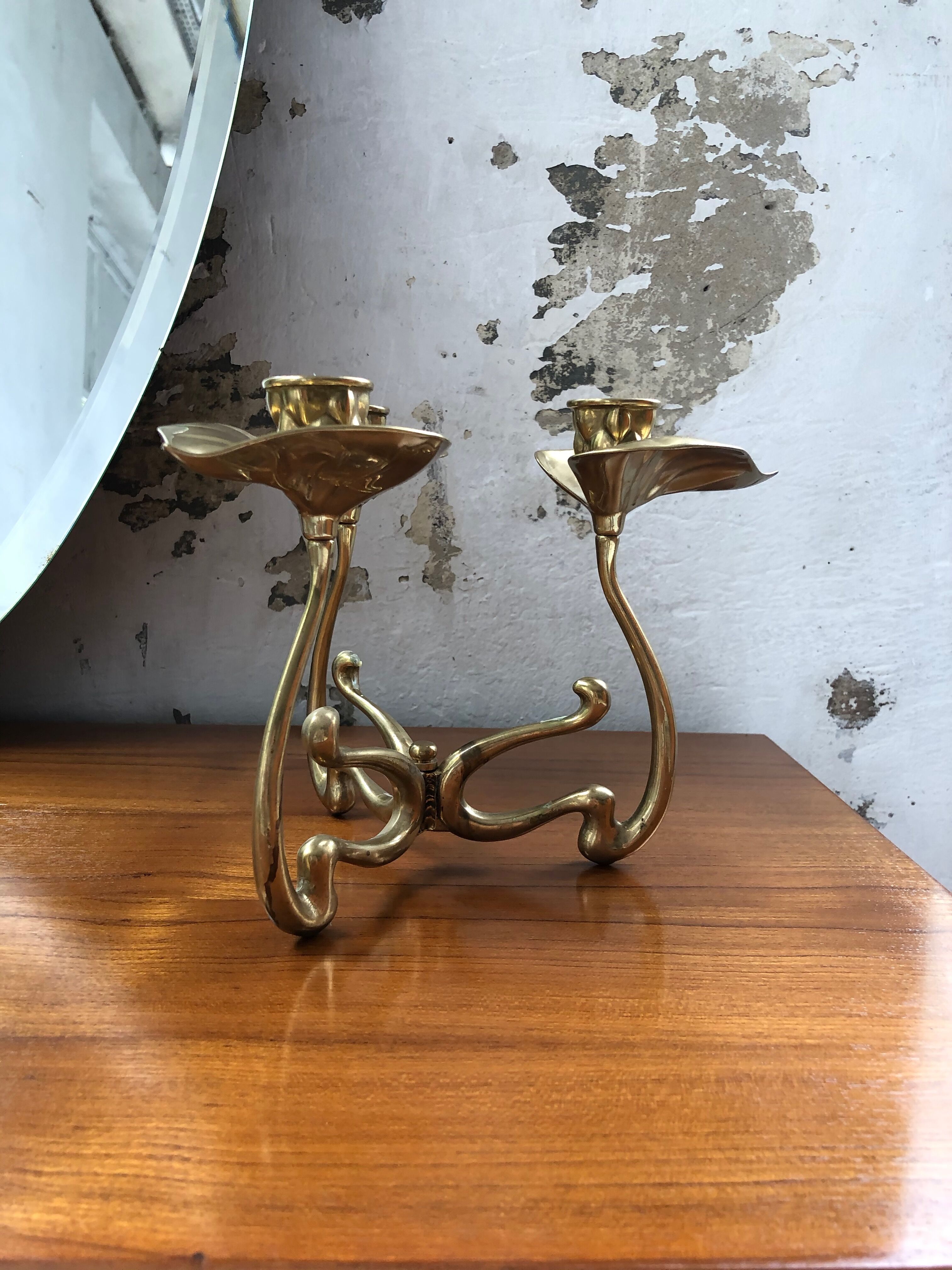 Large candlestick brass flowers
