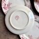 6 Boulenger & Cie flat plates in ecru and pink enamelled ironstone,