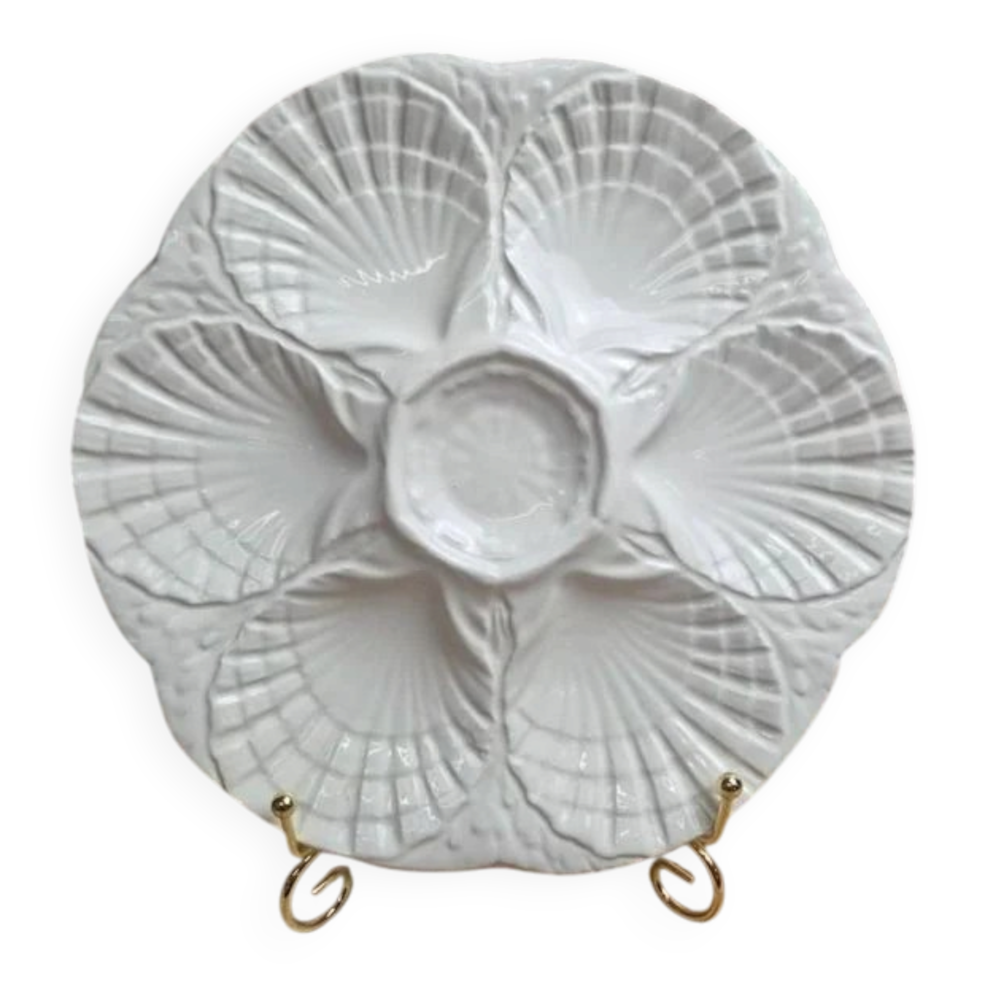 Oyster / shellfish plate Sarreguemines – Vintage white earthenware