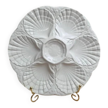 Oyster / shellfish plate Sarreguemines – Vintage white earthenware