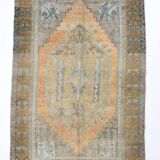 4x7 Turkish Muted Peach Retro Vintage Persian Rug, 133x213Cm