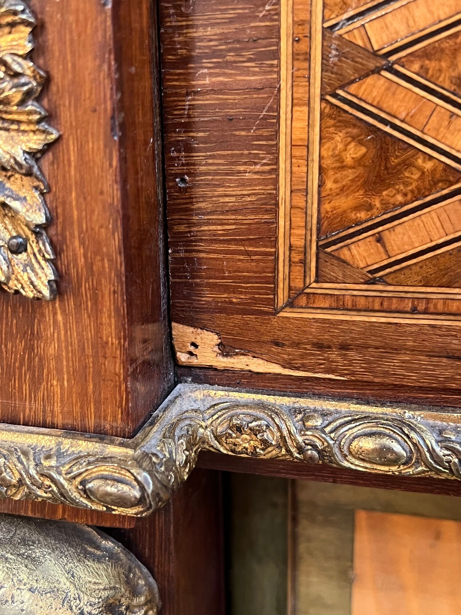 Secretary Ancien, Napoleon III, Late Nineteenth Century, Marquetry And Gilded Bronze