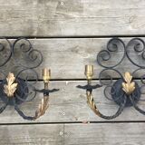 Paire d'appliques en fer forgé