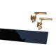 Wall shelf in gold metal and black glass adorned with fish.
