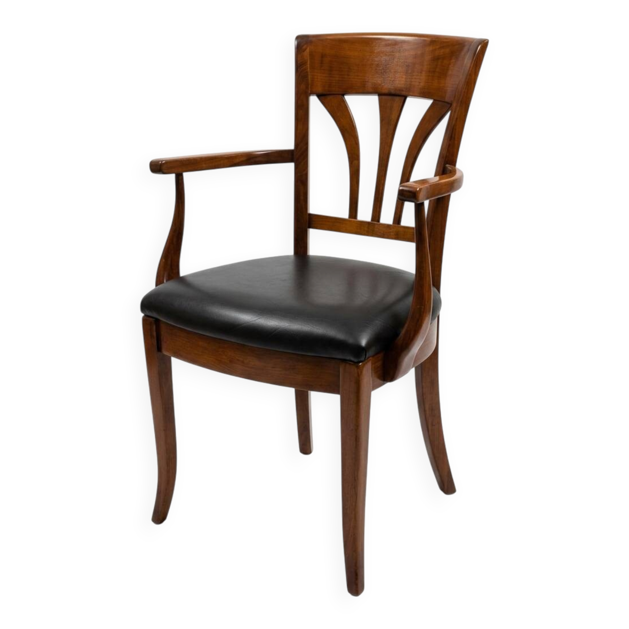 Mid-20th century solid cherry wood office chair.