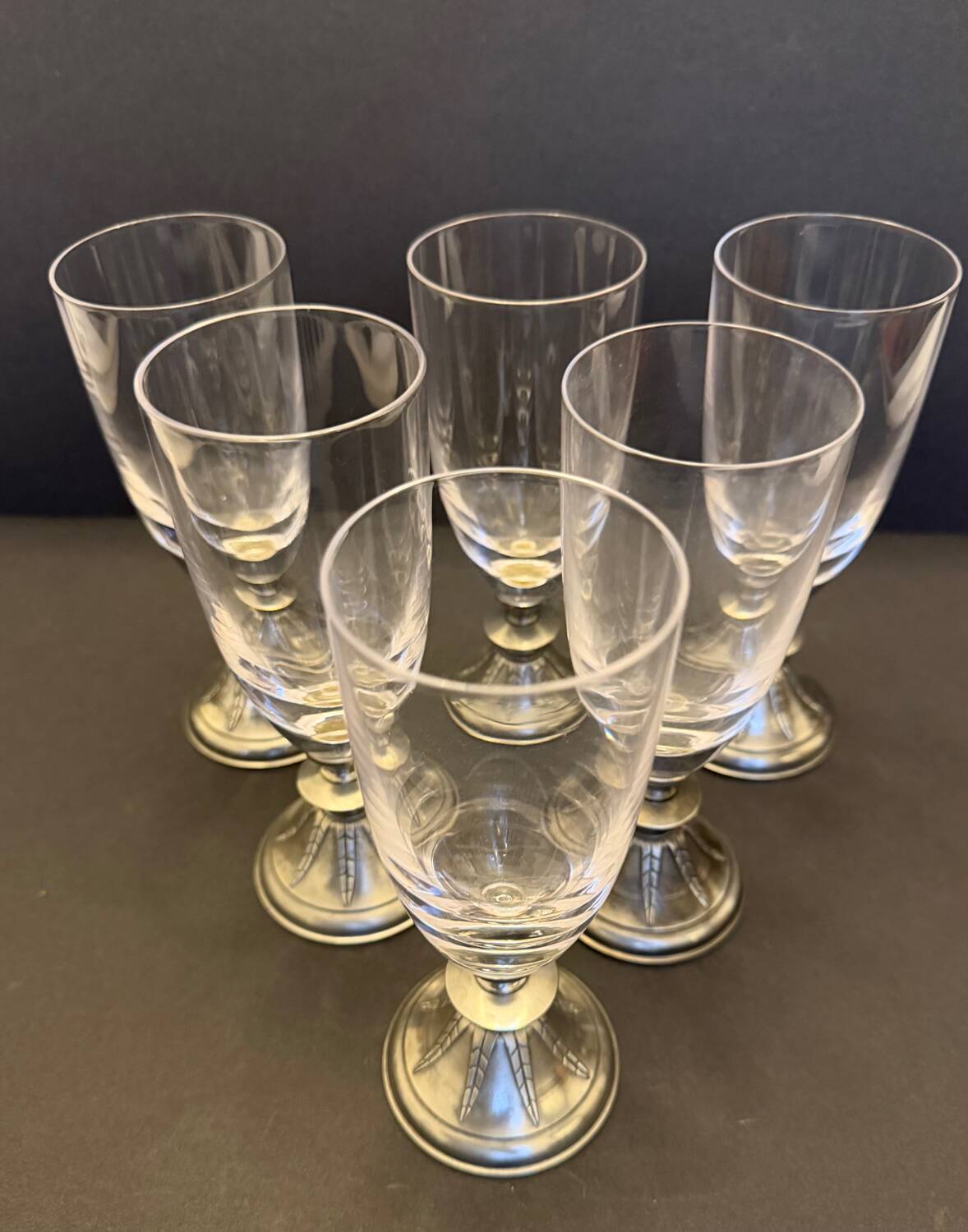 Set of 6 crystal champagne flutes