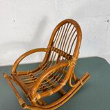Vintage doll rocking chair in rattan