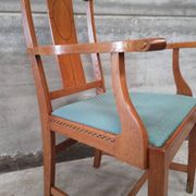 Art craft art nouveau armchair in oak and brass