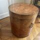 Drum side table in wood burl with door