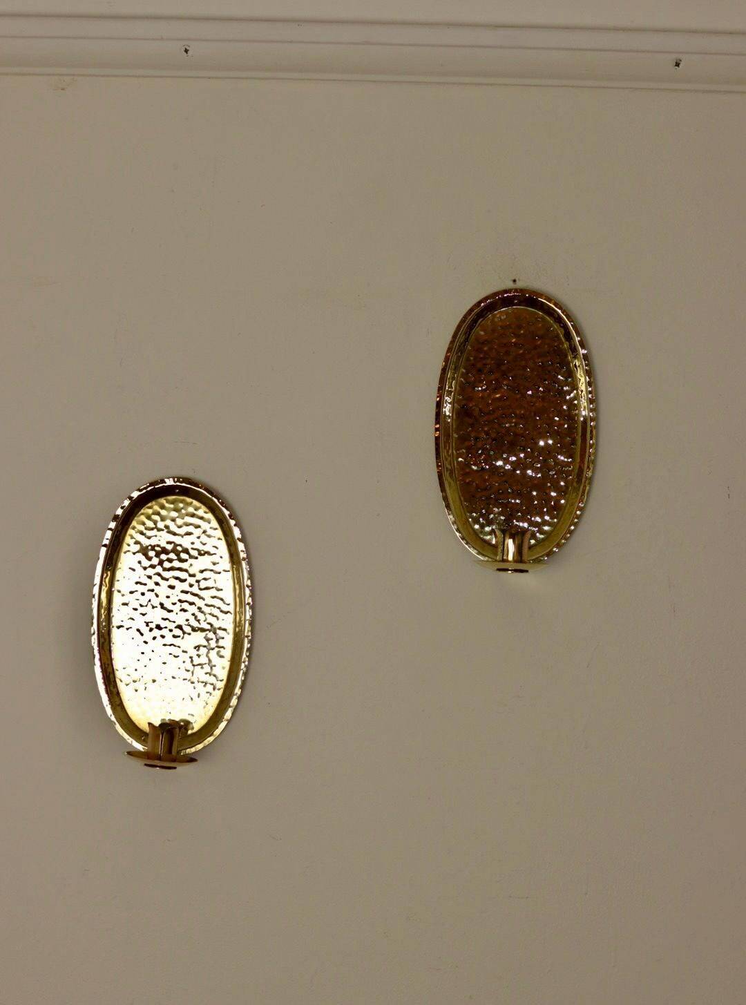 Pair Of Mid Century Swedish Brass Sconces
