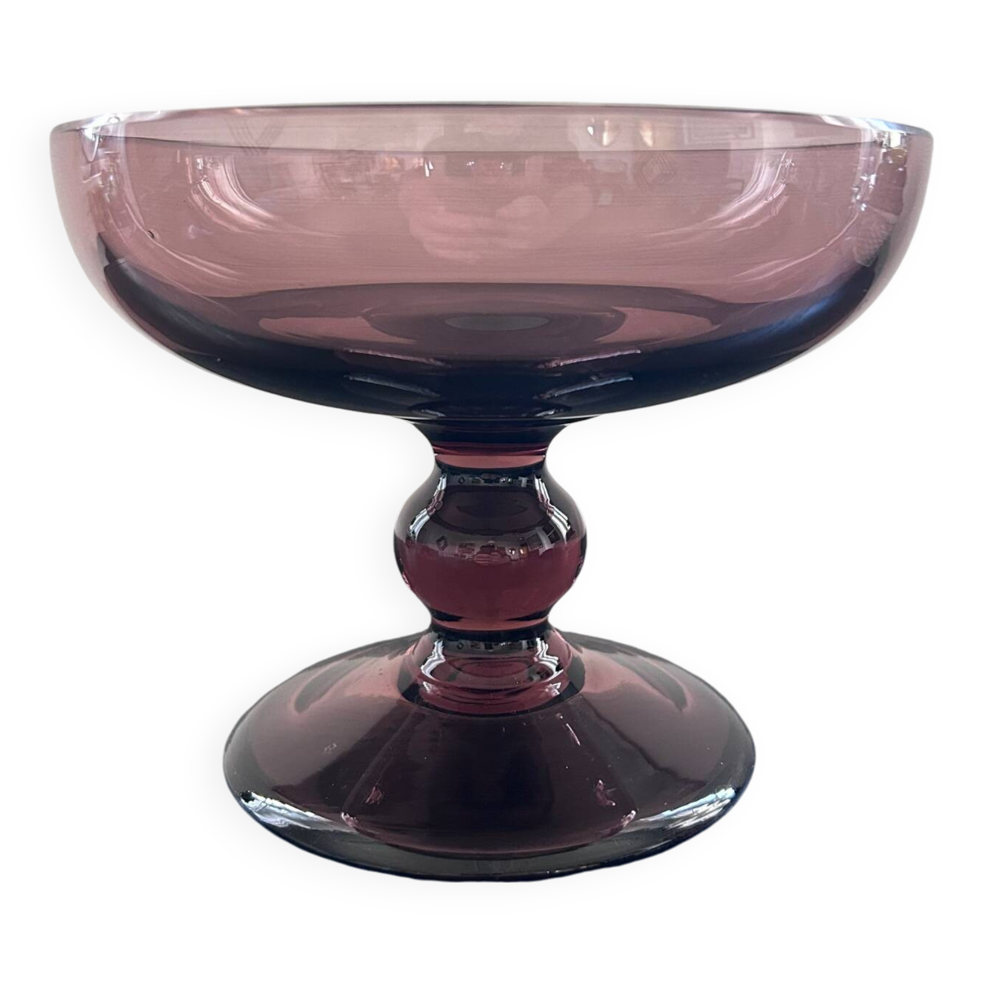 Coupe a fruits en verre améthyste