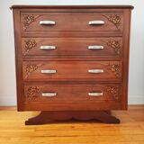 Art Deco chest of drawers in solid walnut