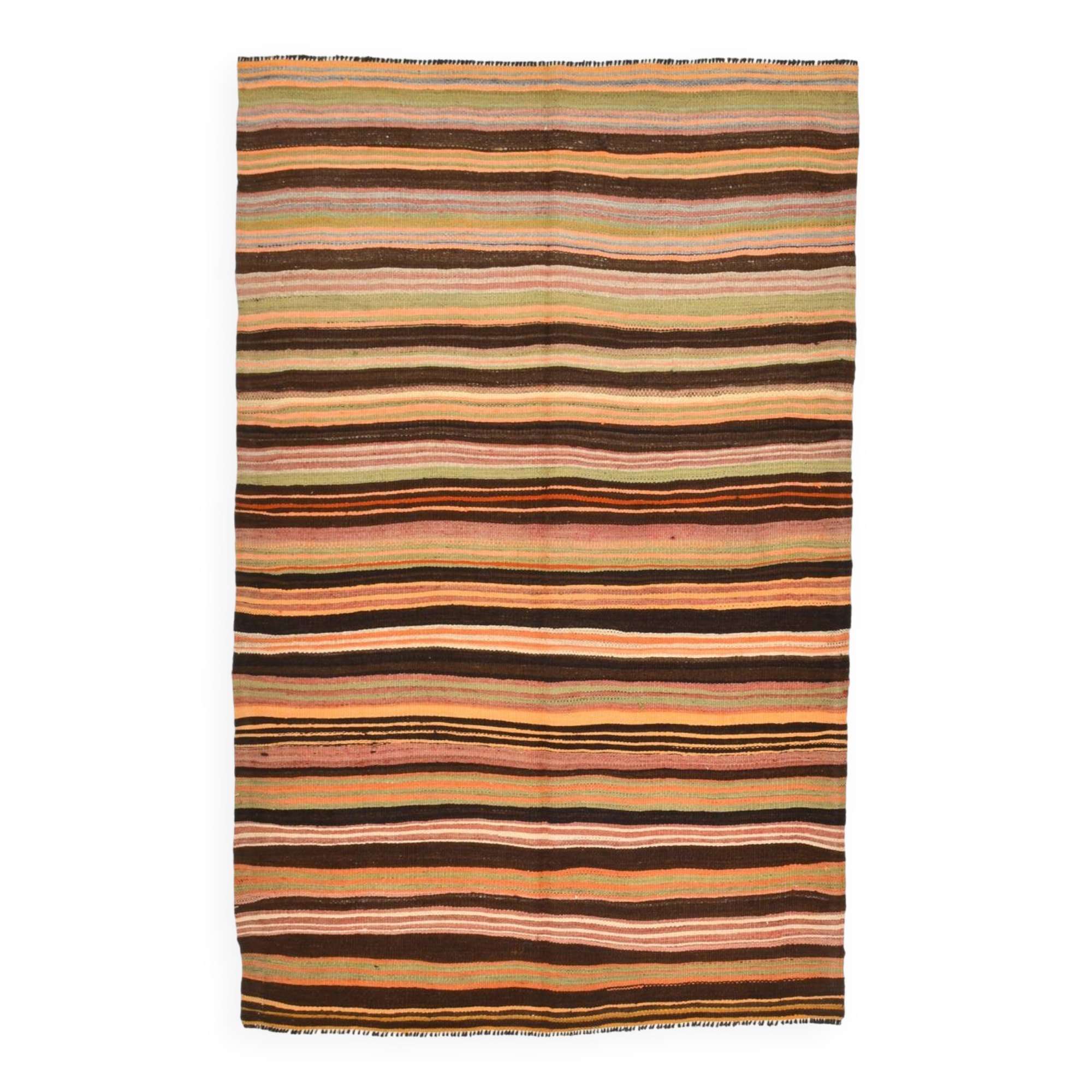 Tapis kilim turc anatolien rayé 5x7, 139x215 cm