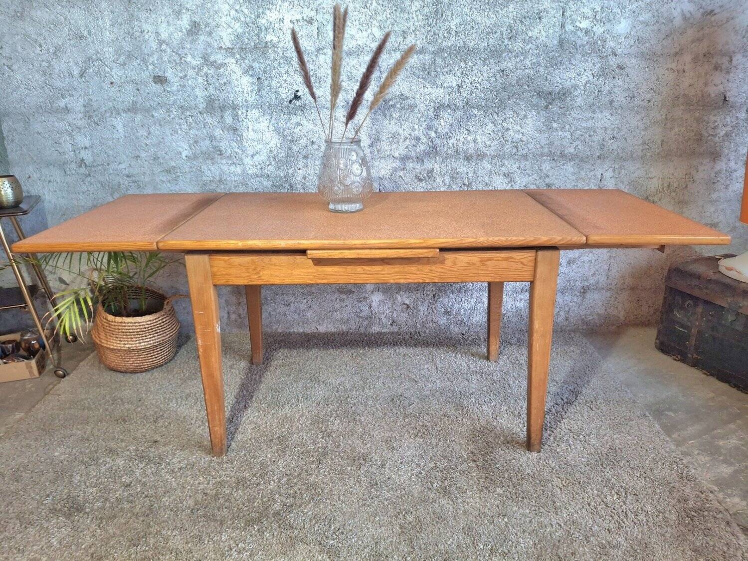 1950s dining table with sliding extensions