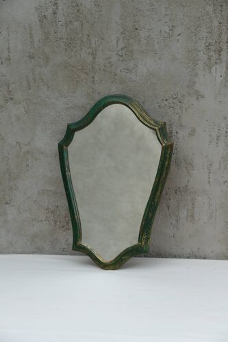 Miroir rocaille vert 29x42cm