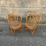 Pair of rattan armchairs