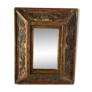 Miroir ancien en bois 23 x 18 cm