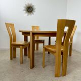 Old extendable table in solid elm from the 70s/80s, Maison Regain Vintage design