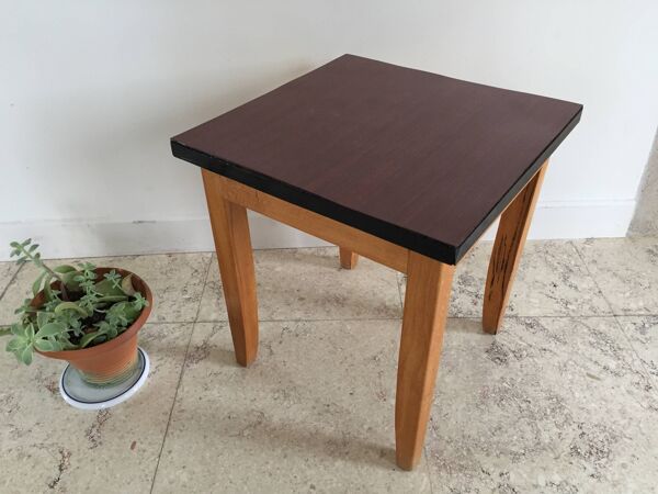 Tabouret en formica et bois vintage