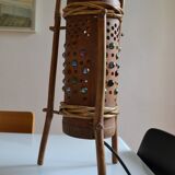 Vintage bamboo tripod lamp