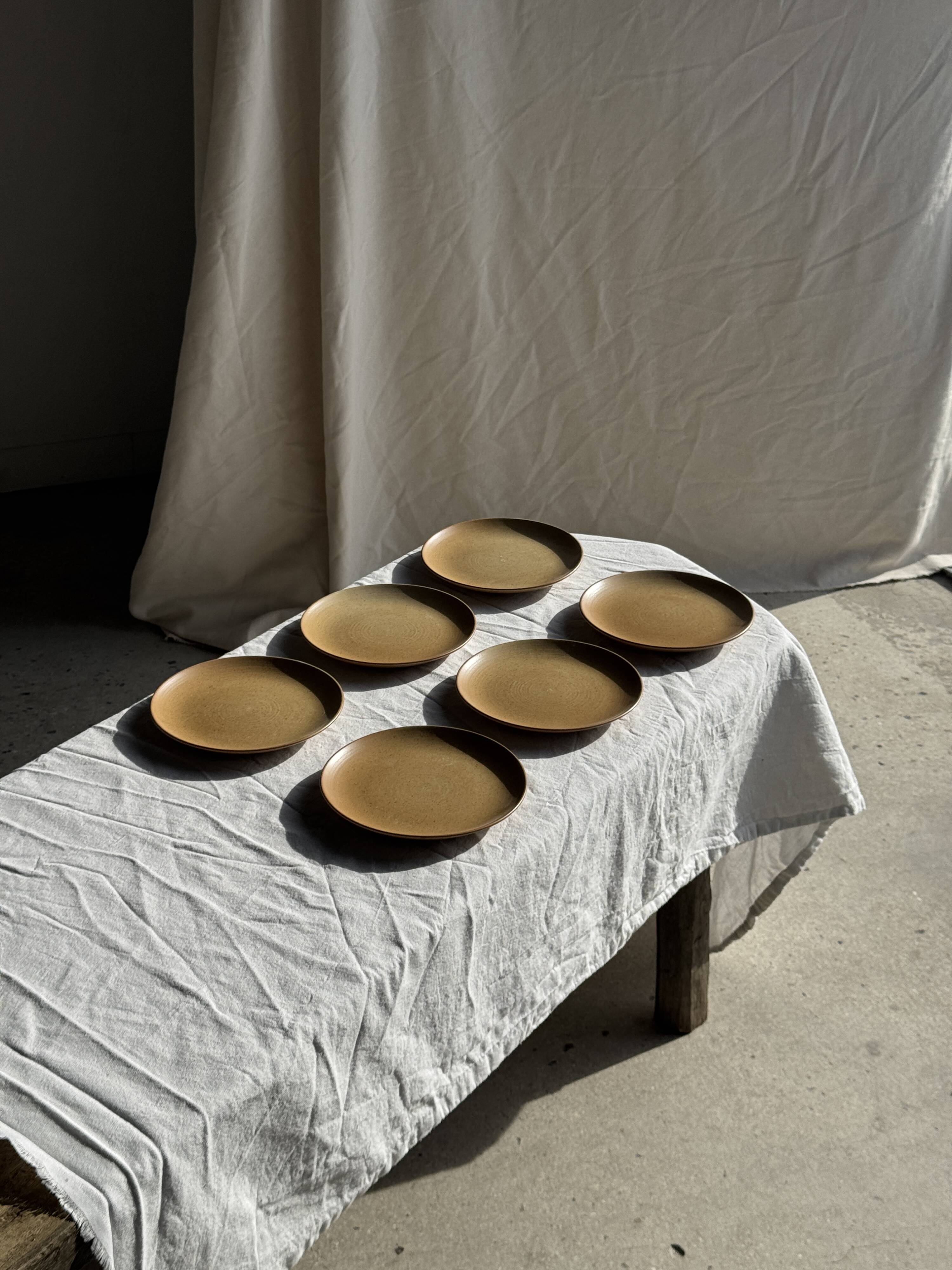 Set of 6 dessert plates in stoneware Village France D20