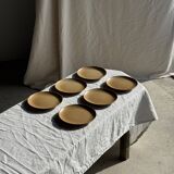 Set of 6 dessert plates in stoneware Village France D20