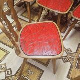Lot de 12 chaises bistrot skaï rouge 1960 vintage