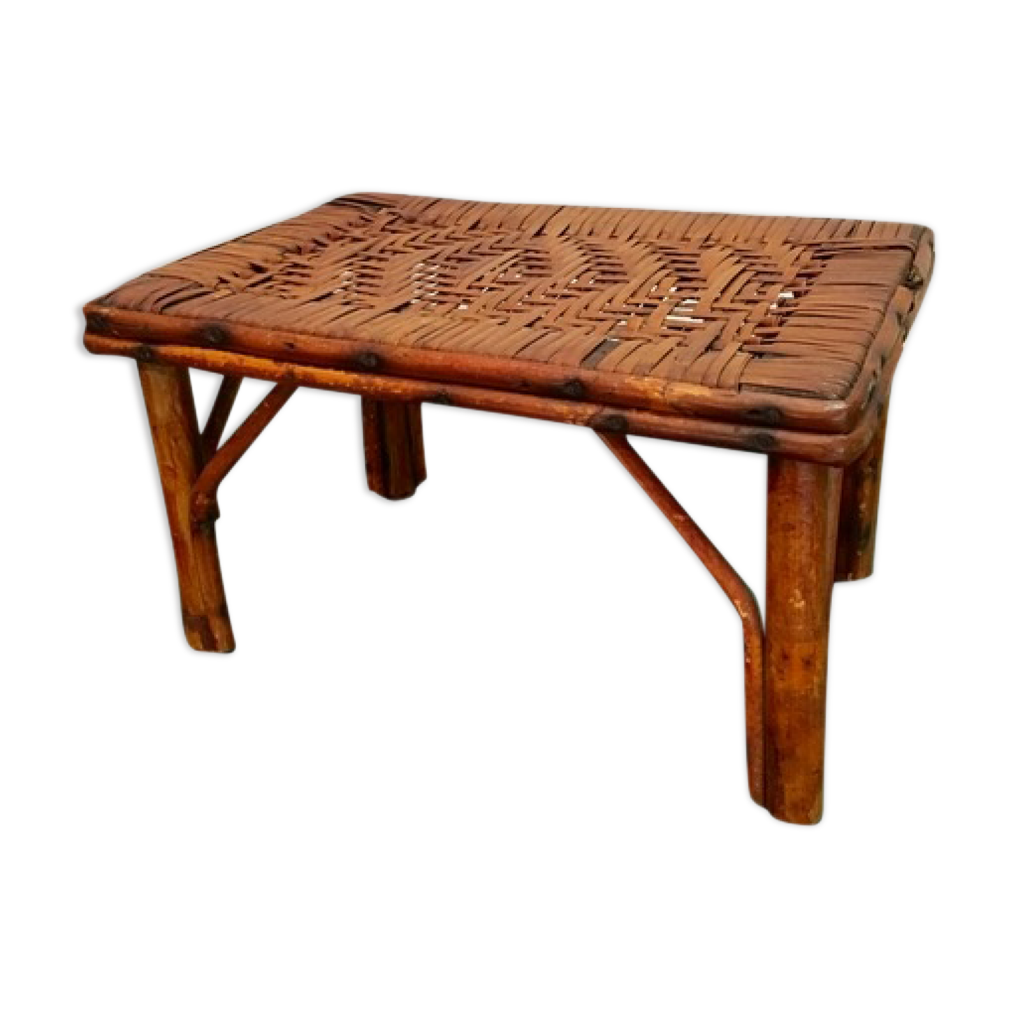 small vintage rattan stool