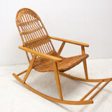 Mid-Century Wicker Rocking Chair, Czechoslovakia, 1970's