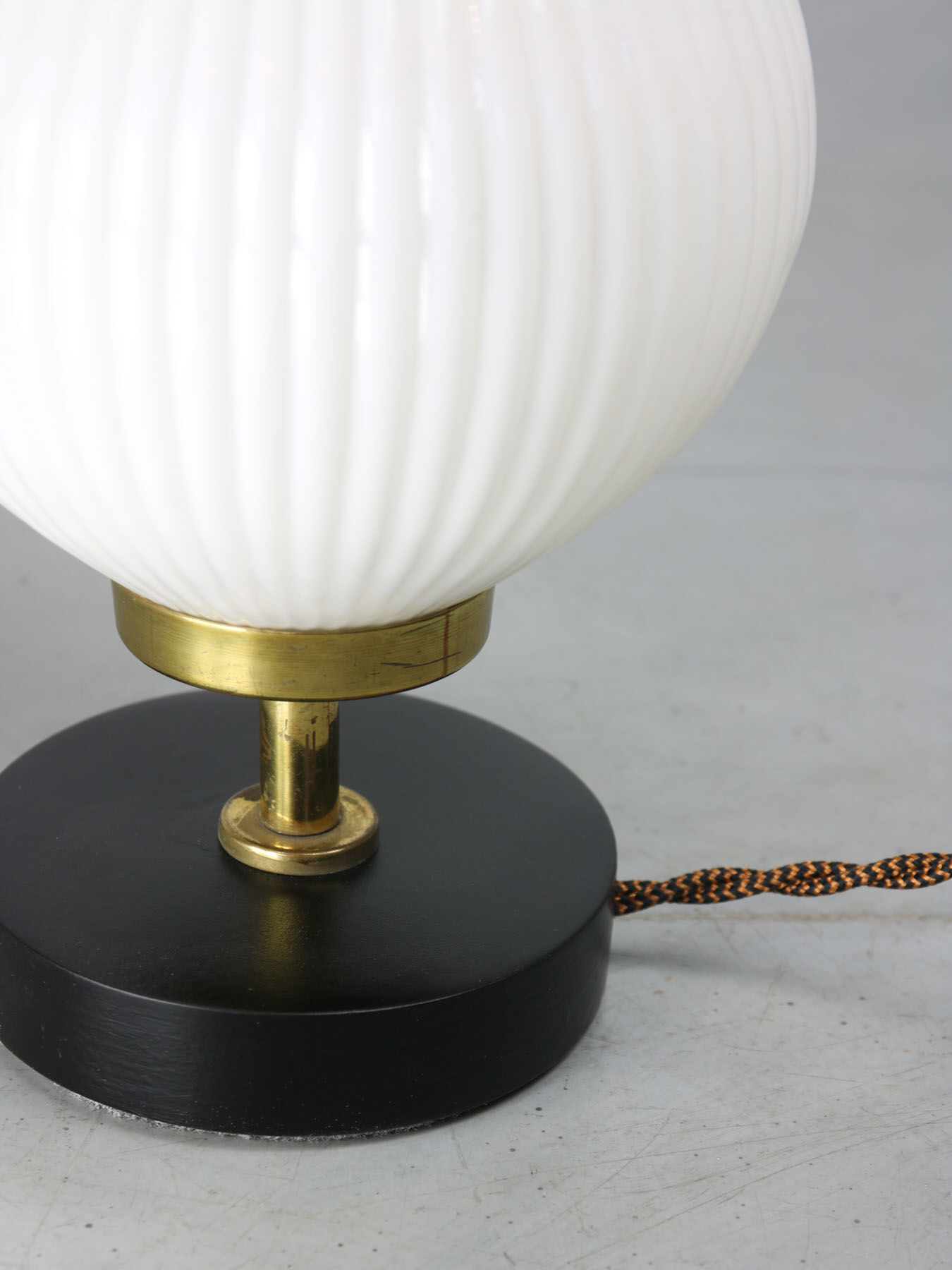 Mid-century brass & opaline table lamp