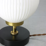 Mid-century brass & opaline table lamp