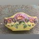 Yellow glazed ceramic slip planter, hawthorn pink flower pattern, art deco