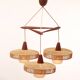 1960s teak ceilang lamp triangle