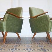 Lot of 2 armrests 50s/60s teak club chairs