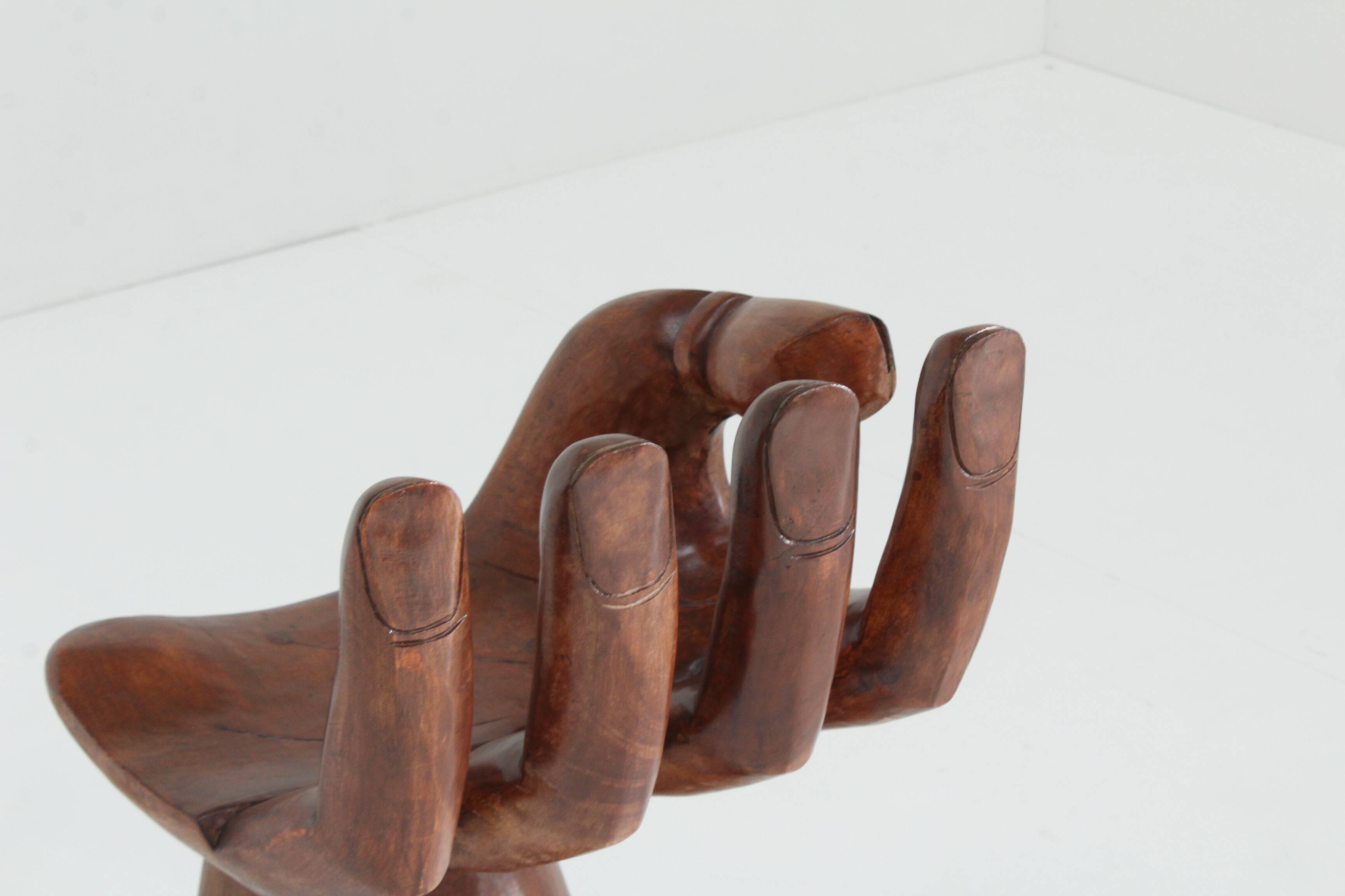 Sculptural wooden hand chair