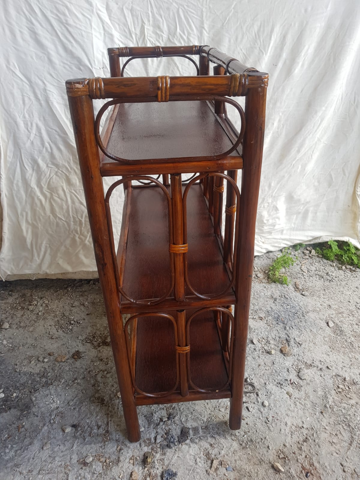 Old furniture rattan shelf 3 shelves 70s vintage