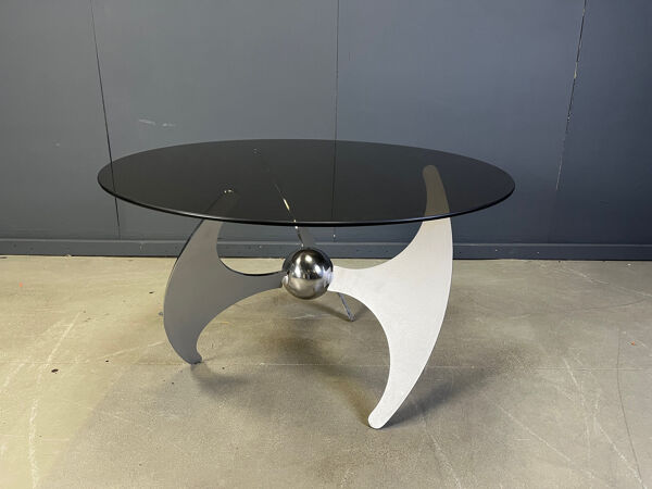 Table à manger ou table basse réglable ''Helix'' de Luciano Campanini, années 1970.
