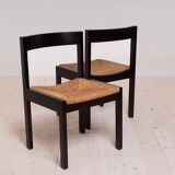 Vintage dining set, 4 chairs, extendable dining table, rope seating, 1970s