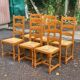 6 solid oak dining chairs with straw 105cm