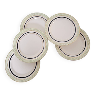 Lot n°1 of 5 Opaceline dessert plates from Salins