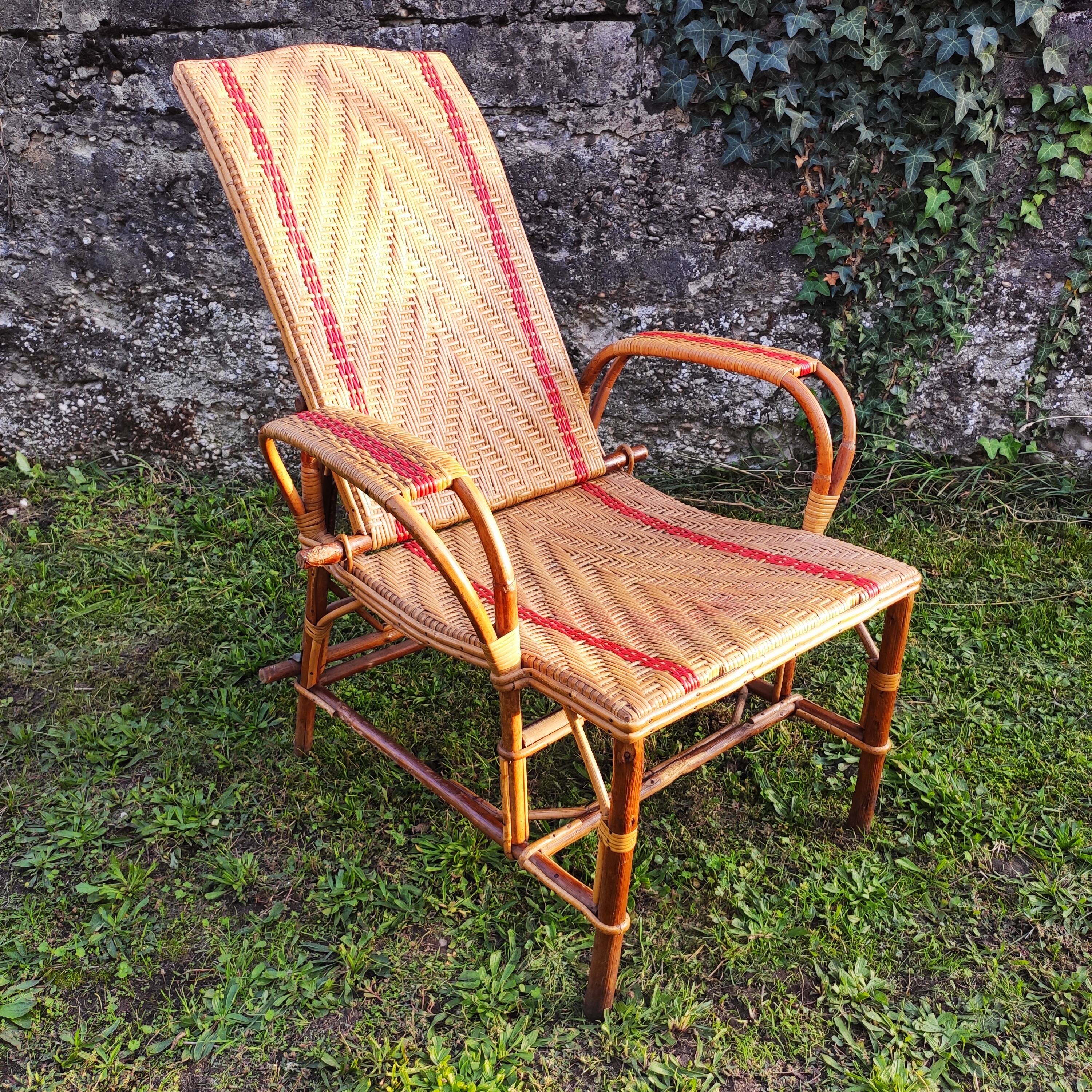 Old rattan armchair