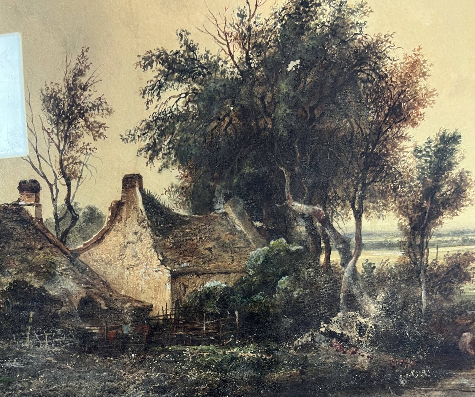 Watercolour "Masure and Herd" Jean-Marie Oscar GUÉ (1809-1877)