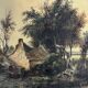 Watercolour "Masure and Herd" Jean-Marie Oscar GUÉ (1809-1877)