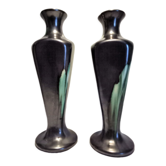 Pair of ceramic vases AIRAIN by THULIN, H - 31 cm.