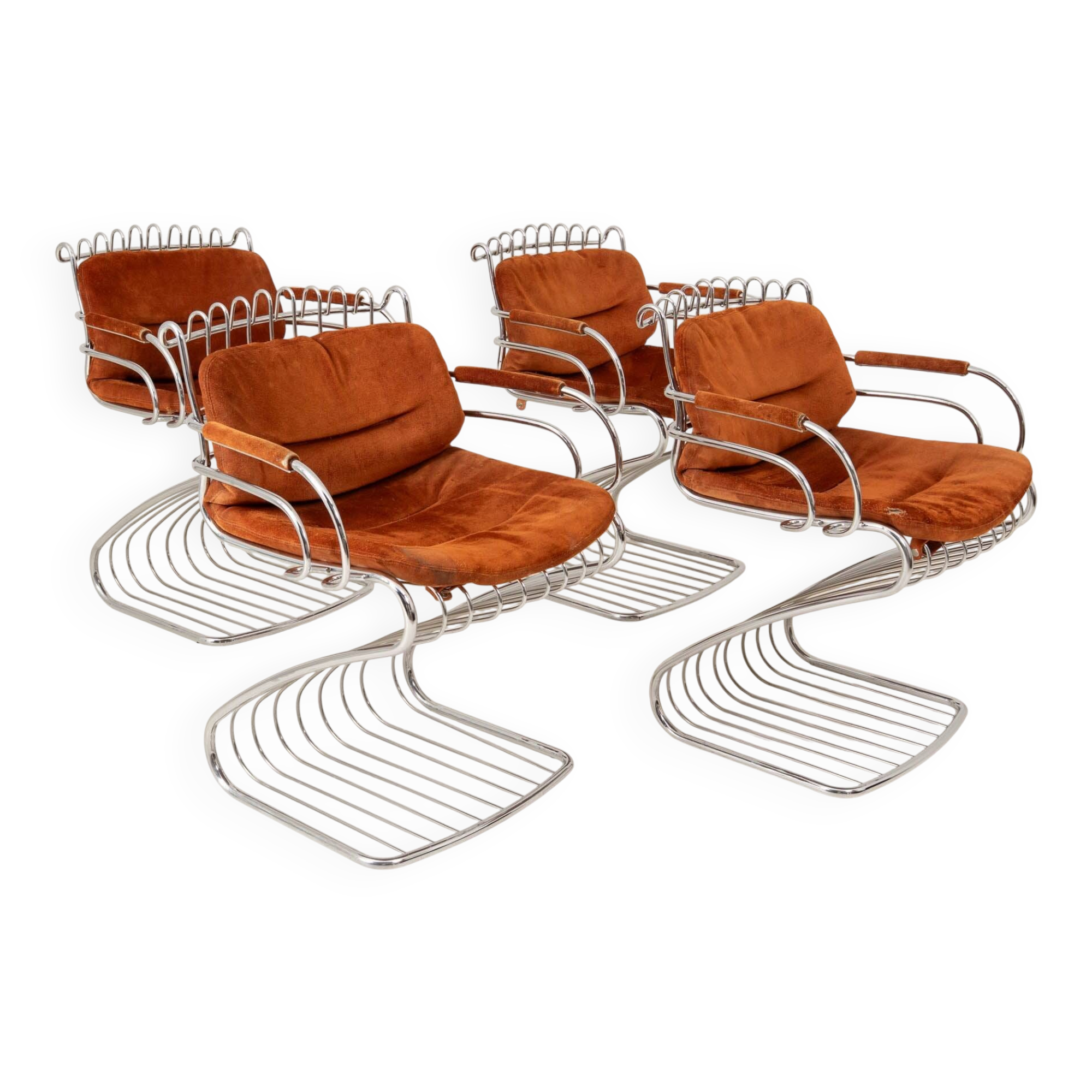 SET OF FOUR GASTONE RINALDI CHAIRS FOR RIMA, ITALY