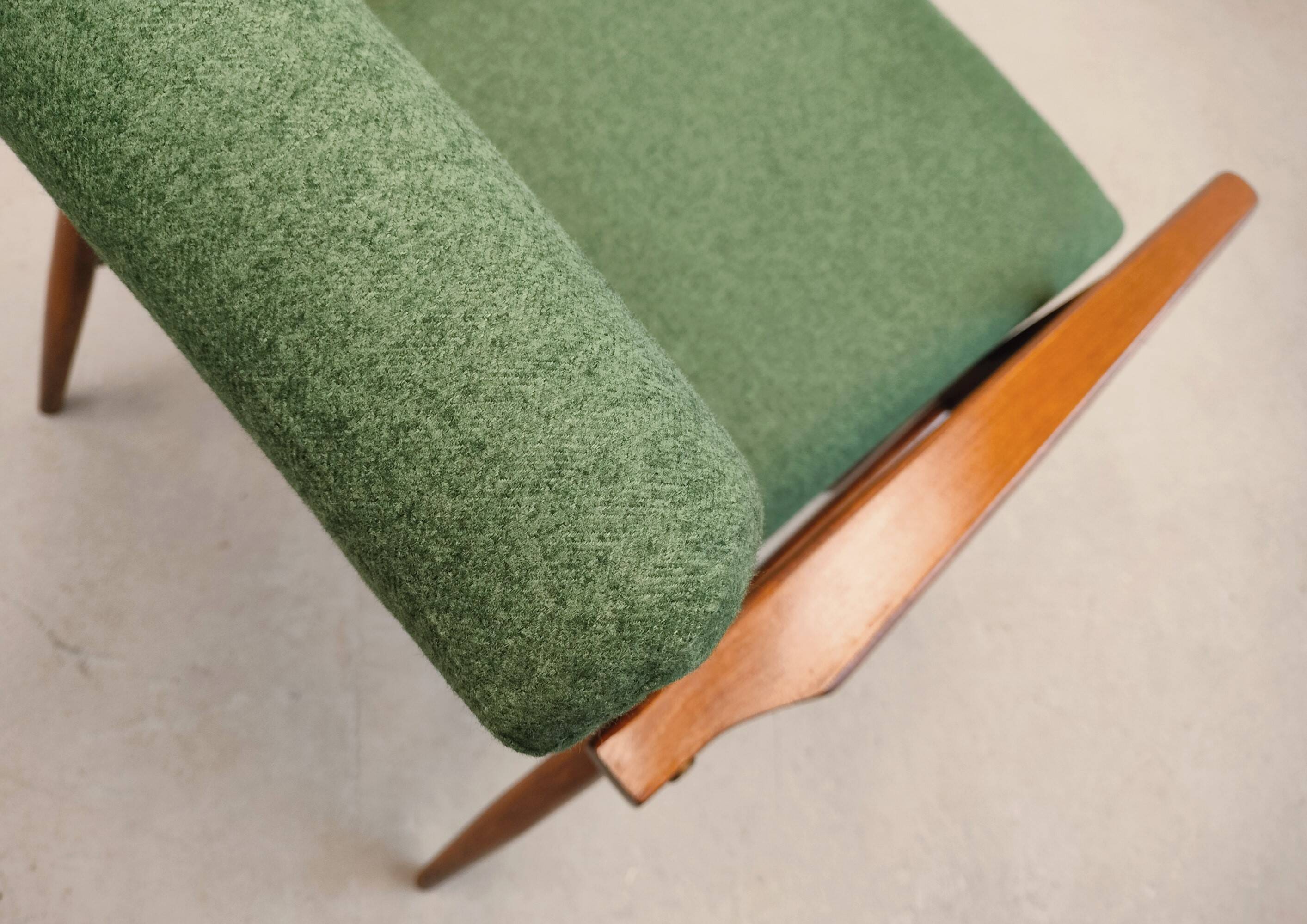1960 Henryk Lis Mid Century Armchair in Green Tweed