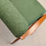 1960 Henryk Lis Mid Century Armchair in Green Tweed